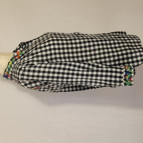 Intro Blouse Gingham Floral Embroidered Button Down Pocket Size PL Rockabilly - Picture 5 of 14